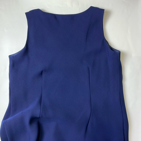 Jessica Howard Navy Blue Sleeveless Dress Size 6 Petit Bias Cut Pull On BoatNeck - Picture 7 of 15